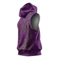Hawaiian Whales Polynesian Art Motifs Sleeveless Hoodie Purple Color - Polynesian Pride