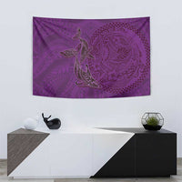 Hawaiian Whales Polynesian Art Motifs Tapestry Purple Color - Polynesian Pride