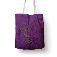 Hawaiian Whales Polynesian Art Motifs Tote Bag Purple Color - Polynesian Pride