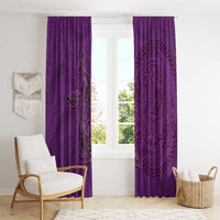 Hawaiian Whales Polynesian Art Motifs Window Curtain Purple Color - Polynesian Pride