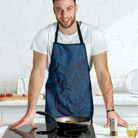 Hawaiian Whales Polynesian Art Motifs Apron Blue Color - Polynesian Pride