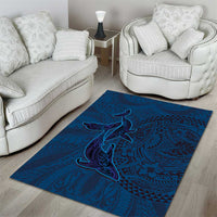 Hawaiian Whales Polynesian Art Motifs Area Rug Blue Color - Polynesian Pride