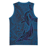 Hawaiian Whales Polynesian Art Motifs Basketball Jersey Blue Color - Polynesian Pride