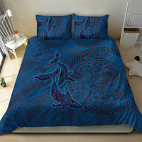 Hawaiian Whales Polynesian Art Motifs Bedding Set Blue Color - Polynesian Pride