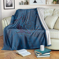 Hawaiian Whales Polynesian Art Motifs Blanket Blue Color - Polynesian Pride