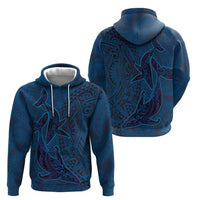 Hawaiian Whales Polynesian Art Motifs Hoodie Blue Color - Polynesian Pride