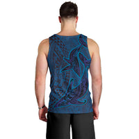 Hawaiian Whales Polynesian Art Motifs Men Tank Top Blue Color - Polynesian Pride
