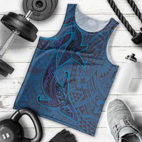 Hawaiian Whales Polynesian Art Motifs Men Tank Top Blue Color - Polynesian Pride