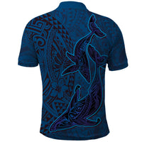 Hawaiian Whales Polynesian Art Motifs Polo Shirt Blue Color - Polynesian Pride