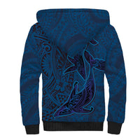 Hawaiian Whales Polynesian Art Motifs Sherpa Hoodie Blue Color - Polynesian Pride
