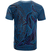Hawaiian Whales Polynesian Art Motifs T Shirt Blue Color LT03 - Polynesian Pride