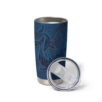 Hawaiian Whales Polynesian Art Motifs Tumbler Cup Blue Color - Polynesian Pride