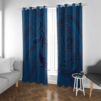 Hawaiian Whales Polynesian Art Motifs Window Curtain Blue Color - Polynesian Pride