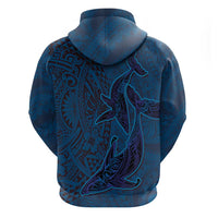Hawaiian Whales Polynesian Art Motifs Zip Hoodie Blue Color - Polynesian Pride
