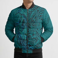 Hawaiian Whales Polynesian Art Motifs Bomber Puffer Jacket Turquoise Color - Polynesian Pride