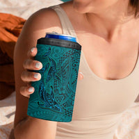 Hawaiian Whales Polynesian Art Motifs 4 in 1 Can Cooler Tumbler Turquoise Color - Polynesian Pride