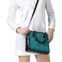 Hawaiian Whales Polynesian Art Motifs Shoulder Handbag Turquoise Color - Polynesian Pride