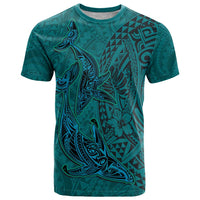 Hawaiian Whales Polynesian Art Motifs T Shirt Turquoise Color - Polynesian Pride
