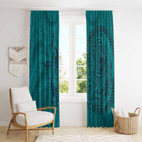 Hawaiian Whales Polynesian Art Motifs Window Curtain Turquoise Color - Polynesian Pride