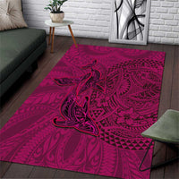 Hawaiian Whales Polynesian Art Motifs Area Rug Pink Color - Polynesian Pride