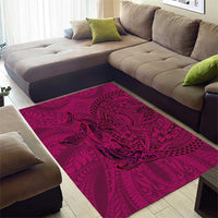 Hawaiian Whales Polynesian Art Motifs Area Rug Pink Color - Polynesian Pride