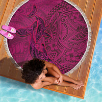 Hawaiian Whales Polynesian Art Motifs Beach Blanket Pink Color - Polynesian Pride