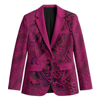 Hawaiian Whales Polynesian Art Motifs Blazer Pink Color - Polynesian Pride