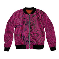Hawaiian Whales Polynesian Art Motifs Bomber Jacket Pink Color LT03 Unisex Pink - Polynesian Pride
