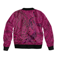 Hawaiian Whales Polynesian Art Motifs Bomber Jacket Pink Color LT03 - Polynesian Pride