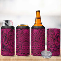 Hawaiian Whales Polynesian Art Motifs 4 in 1 Can Cooler Tumbler Pink Color - Polynesian Pride