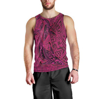 Hawaiian Whales Polynesian Art Motifs Men Tank Top Pink Color - Polynesian Pride