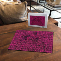 Hawaiian Whales Polynesian Art Motifs Puzzle Pink Color - Polynesian Pride