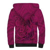Hawaiian Whales Polynesian Art Motifs Sherpa Hoodie Pink Color - Polynesian Pride
