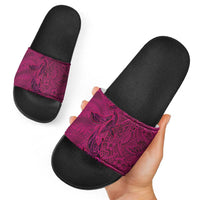 Hawaiian Whales Polynesian Art Motifs Slide Sandals Pink Color - Polynesian Pride