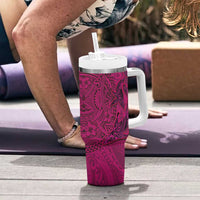 Hawaiian Whales Polynesian Art Motifs Tumbler With Handle Pink Color - Polynesian Pride