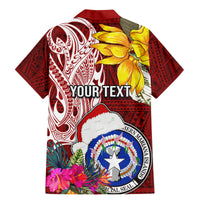 Custom Northern Mariana Islands Christmas Family Matching Mermaid Dress and Hawaiian Shirt Funny Santa Hug Latte Stone Ylang-ylang and Polynesia Pattern Red LT03 - Polynesian Pride