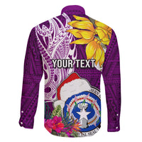 Custom Northern Mariana Islands Christmas Family Matching Tank Maxi Dress and Hawaiian Shirt Funny Santa Hug Latte Stone Ylang-ylang and Polynesia Pattern Pink LT03 - Polynesian Pride