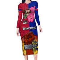 Haiti Battle of Vertieres Family Matching Long Sleeve Bodycon Dress and Hawaiian Shirt The Haitian Revolution 220th Anniversary Polynesian Style LT03 Mom's Dress Red - Polynesian Pride