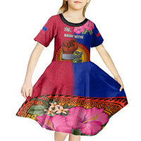 Personalised Haiti Battle of Vertieres Kid Short Sleeve Dress The Haitian Revolution 220th Anniversary Polynesian Style LT03 - Polynesian Pride