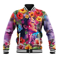 Polynesian Women Baseball Jacket Tropical Plant - Vibrant Surreal Dreamscape Vibe