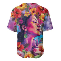 Polynesian Women Baseball Jersey Tropical Plant - Vibrant Surreal Dreamscape Vibe