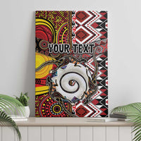 Personalised Aotearoa and Australia Together Canvas Wall Art Koru and Kangaroo - Taniko with Aboriginal Motif