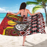 Personalised Aotearoa and Australia Together Sarong Koru and Kangaroo - Taniko with Aboriginal Motif