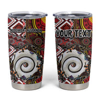 Personalised Aotearoa and Australia Together Tumbler Cup Koru and Kangaroo - Taniko with Aboriginal Motif
