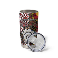 Personalised Aotearoa and Australia Together Tumbler Cup Koru and Kangaroo - Taniko with Aboriginal Motif