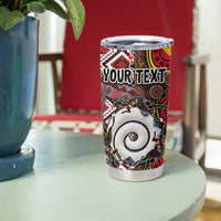 Personalised Aotearoa and Australia Together Tumbler Cup Koru and Kangaroo - Taniko with Aboriginal Motif
