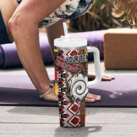 Personalised Aotearoa and Australia Together Tumbler With Handle Koru and Kangaroo - Taniko with Aboriginal Motif