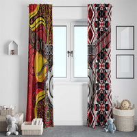 Personalised Aotearoa and Australia Together Window Curtain Koru and Kangaroo - Taniko with Aboriginal Motif