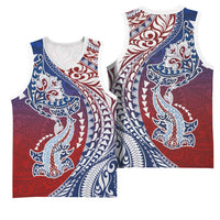 Hawaiian Manta Ray and Hammerhead Shark Tribal Tattoo Basketball Jersey with Polynesian Tribal Pattern Hawaii Flag Color