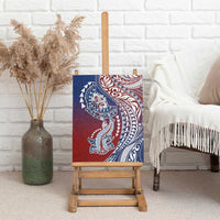 Hawaiian Manta Ray and Hammerhead Shark Tribal Tattoo Canvas Wall Art with Polynesian Tribal Pattern Hawaii Flag Color